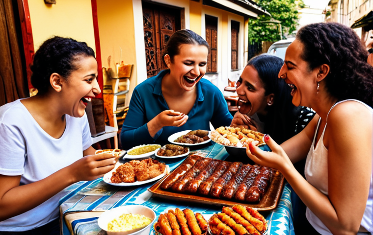 **
"A vibrant braai scene in Istanbul, blending South African and Turkish barbecue traditions. Friends from diverse backgrounds (Turkish, African, European) are laughing and sharing food around a table filled with both koeksisters and baklava. Warm lighting, emphasizing community and cultural exchange. Focus on joy and inclusivity."
**